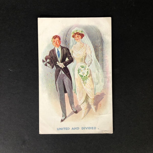 Rare original édouardien des années 1910 Sarouel de mariage des suffragettes imprimées carte postale signée Fred Spurgin - inutilisé - excellent cadeau de mariage