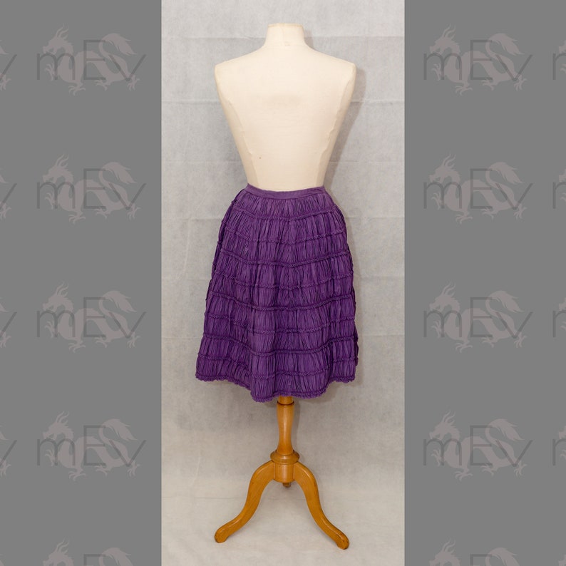 26 inch Waist Unique Vintage Lilac Ruched Underskirt Made Into Skirt Possibly Originally Victorian Or Edwardian Textural Cotton