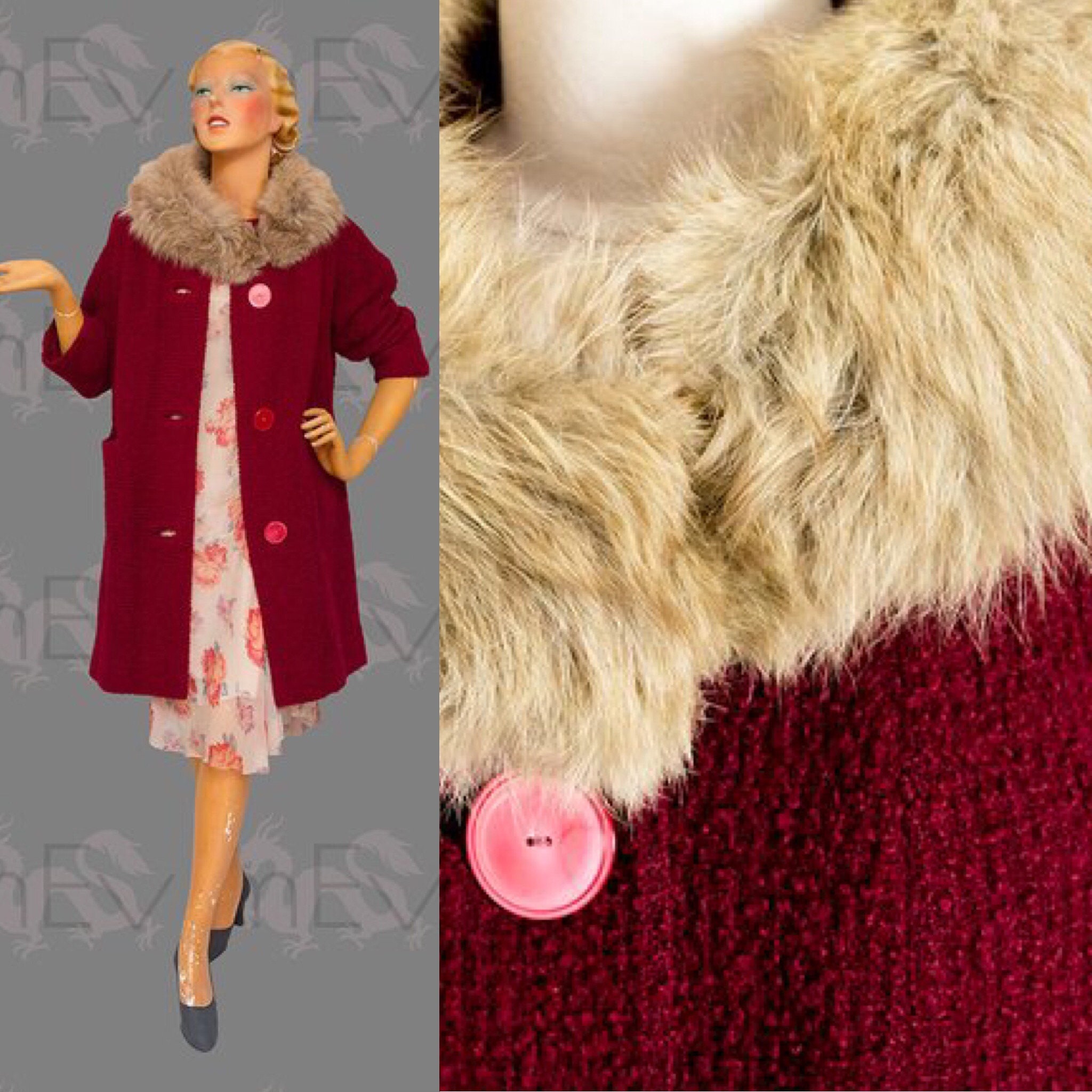 Five Two For the Shorter Woman 1950s 1960s Coat with Fur Five Two For the Shorter Woman 1950s 1960s Coat with Fur