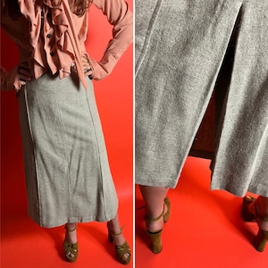 Rare 1930s Skirt/Culottes Sportswear, Jupe Culotte, Pale Beige Oatmeal Flecked Wool, Modernist Deco Details, Interesting Back Pockets