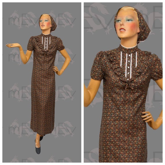 1970s Dollyrockers Prairie Column Maxi Dress with