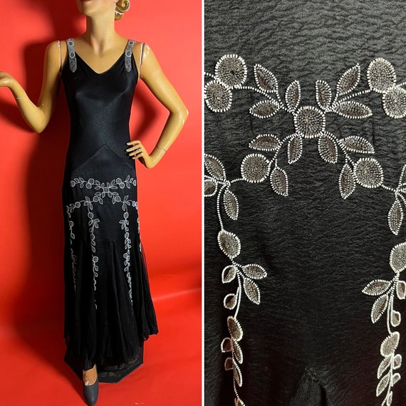 RESERVED 1930s Floral Beaded with Lamé Hammered S… - image 2