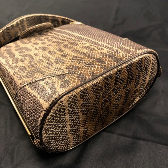 1940s Snakeskin (Possibly Faux) Trapezoid Purse H… - image 4