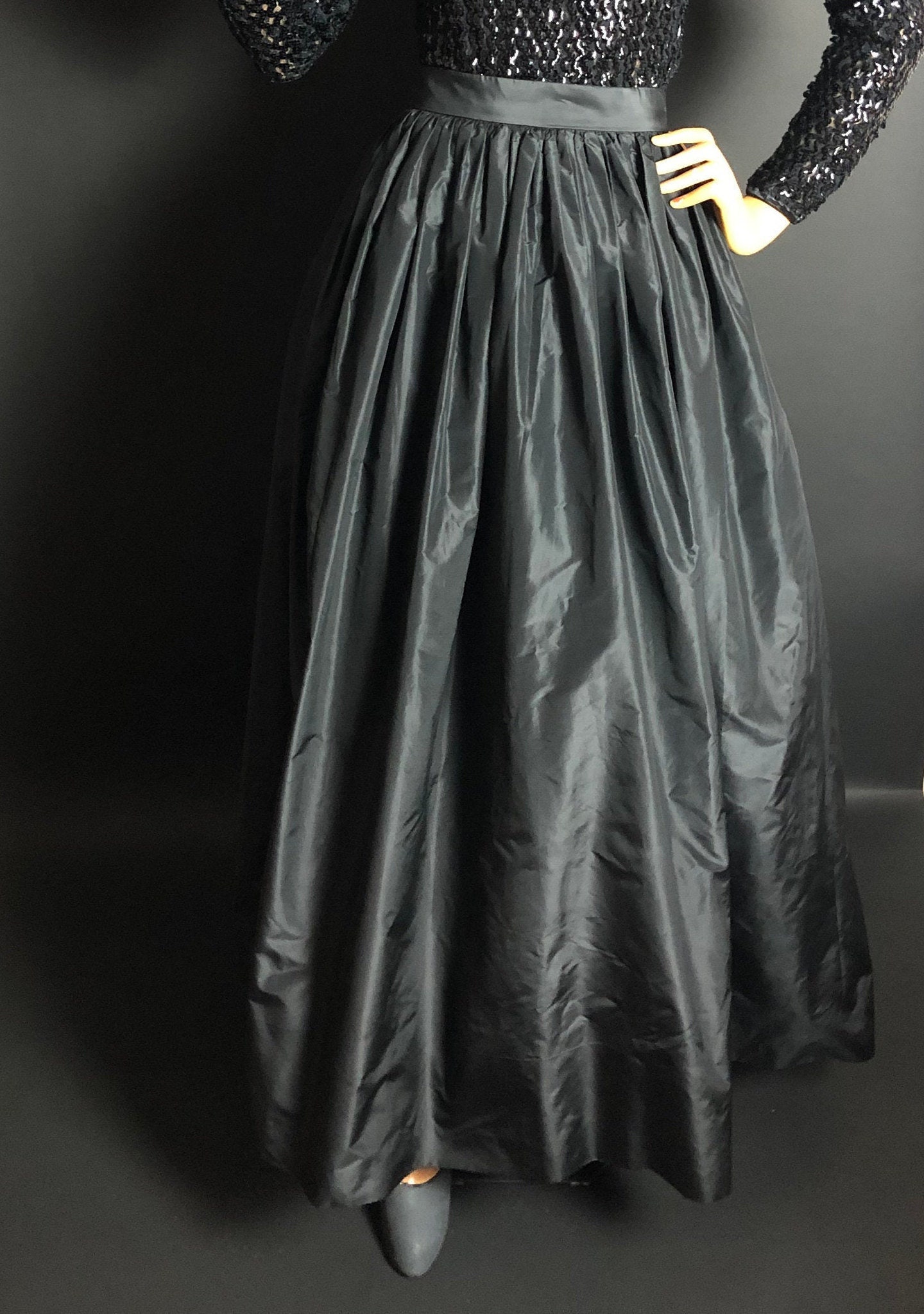 Fabulous 1980s Bellville Sassoon Black Silk Ball Maxi Skirt | Etsy