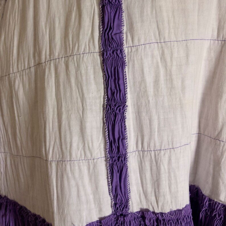 26 inch Waist Unique Vintage Lilac Ruched Underskirt Made Into Skirt Possibly Originally Victorian Or Edwardian Textural Cotton