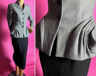 AW 2008 Christian Dior Jacket, John Galliano, Grey Wool, Incredible Pocket Detail Creating Padded Hips, Update on New Look