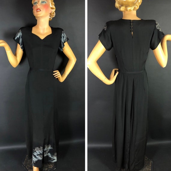 Rare 1940s Gown Made From Kimono, Great Use of Pa… - image 2