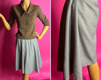 1990s Vivienne Westwood Grey FIne Wool/Cashmere Bias Cut Skirt with Side Drape, Tiny 22 Inch Waist