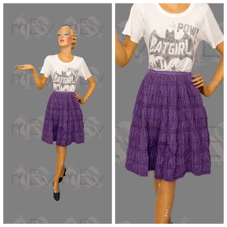 26 inch Waist Unique Vintage Lilac Ruched Underskirt Made Into Skirt Possibly Originally Victorian Or Edwardian Textural Cotton