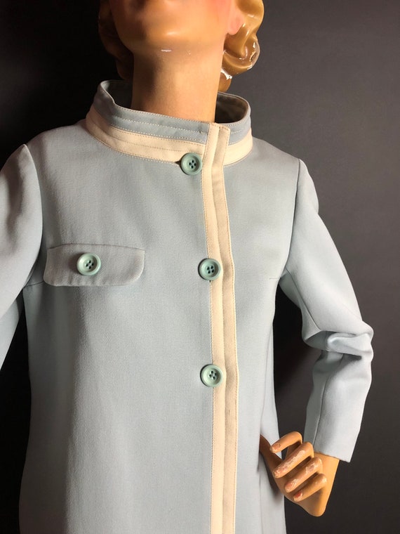 1960s Louis Feraud Pure Mod Pale Blue and Cream Wo