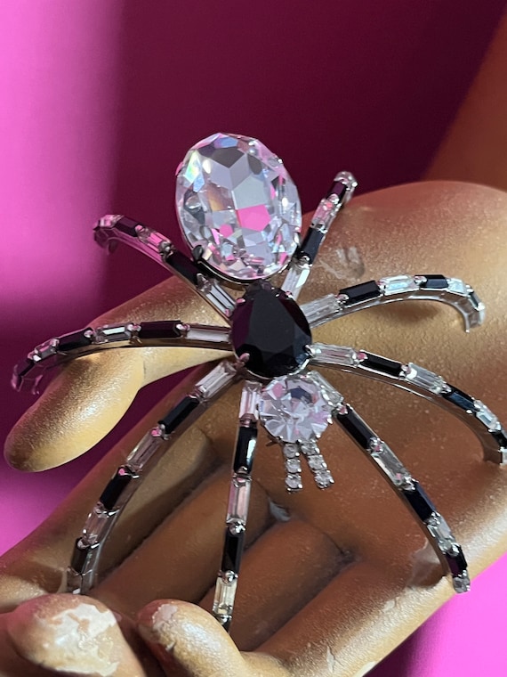 1980s Huge Rhinestone Tarantula Spider Brooch, Safety… - Gem
