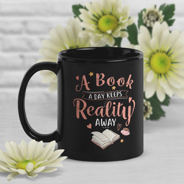 Funny Book Coffee Mug, Book Lover Gift, Geek Mug, Reality Away Mug, Gift for Her, Him, Housewarming, Birthday, Book Nerd, Geek Gift, Bookish