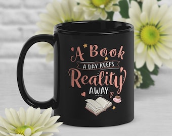 Funny Book Coffee Mug, Book Lover Gift, Geek Mug, Reality Away Mug, Gift for Her, Him, Housewarming, Birthday, Book Nerd, Geek Gift, Bookish