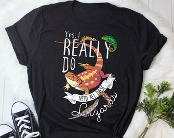 Funny Lizard Shirt, Women Men, Reptile Lover Gift, Pet Bearded Dragon Blue-Tongue Leopard Gecko Chameleon T-Shirt, Cute Graphic Tee, Tshirt