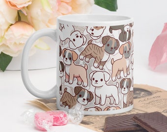 Boxer Coffee Mug, Cute Boxer Gift, Boxer Dog Lover, Gift for Her, Him, Boxer Mom, White Boxer, Fawn Brindle White Check Parti Color Reverse