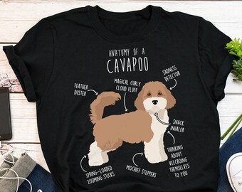 Chemise Parti Cavapoo, femmes, hommes, cadeau drôle d'amant de chien Cavapoo, T-shirt mignon de Cavoodle, tshirt croisé de mélange de caniche de griffonnage T-shirt d'animal de compagnie Cavapoo maman papa