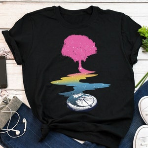 Pansexual Pride Shirt, Women Men, Pan Pride Flag Gift, LGBT T-shirt, Gay Pride Month Festival Tee, Subtle Pansexual Tree of Life
