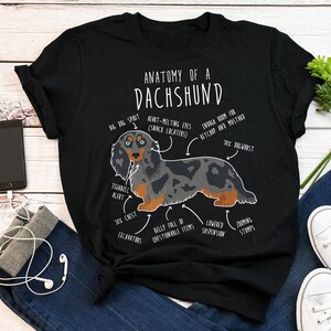 Dapple Longhaired Dachshund Shirt, Women, Men, Funny Blue Merle Weiner Dog Lover Gift, Cute Sausage Dog T-shirt, Doxie Tshirt, Pet, Mom, Dad