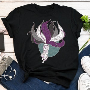 Asexual Pride Shirt, Women Men, Ace Flag Gift, LGBT T-shirt, Gay Pride Month Festival Tee, Asexual Top, Subtle Furry Fox Kitsune Japan Anime
