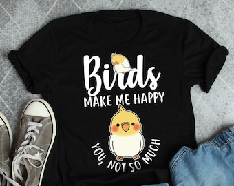 Funny Bird Shirt, Women Men, Lutino Cockatiel Lover Gift, Cute Parrot T-shirt, Funny Cockatiel Tshirt, Pet Graphic Tee Clothing Bird Mom Dad