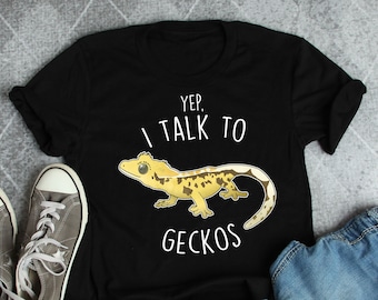 Crested Gecko Shirt, Women, Men Tshirt, Pet Reptile Lover Gift, Funny Lizard T-Shirt Cute Harlequin Crested Gecko Tee Crestie Mom Dad