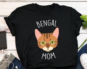 Camiseta para Mãe de Gato Bengal, Feminina e Masculina, Presente Divertido para Amantes de Gatos, Camiseta Fofa para Animais de Estimação, Camiseta para Amantes de Gatos Bengal, Camiseta de Gato Bengal, Mãe de Gato Bengal, Animal