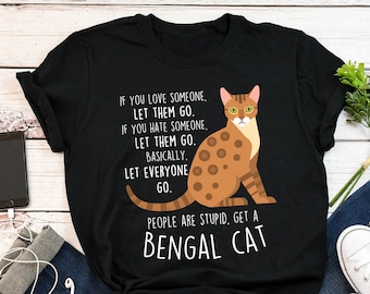 Camiseta de Gato de Bengala, Feminina, Masculina, Presente Divertido para Amantes de Gatos, Camiseta Fofa para Animais de Estimação, Camiseta para Amantes de Gatos de Bengala, Camiseta de Gato de Bengala, Mãe de Gato de Bengala, Pai de Gato, Animal