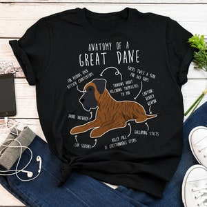 Brindle Great Dane Shirt, Women, Men, Funny Dog Lover Gift, Cute Great Dane T-shirt, Great Dane Mom, Dog Dad Tshirt, Pet Tee, Dog Anatomy