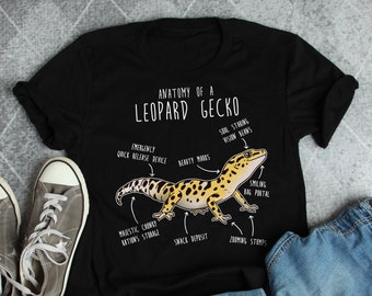 Leopard Gecko Shirt, Women, Men Tshirt, Pet Reptile Lover Gift, Funny Lizard T-Shirt, Cute Gecko Tee, Anatomy, Mom Dad, Herpetologist Animal