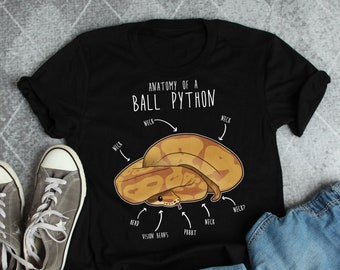 Grappig Caramel Ball Python-shirt, vrouwen, mannen, T-shirt reptielen, cadeau slangenliefhebber, T-shirt reptielen, schattig T-shirt slang, python anatomie slang moeder vader