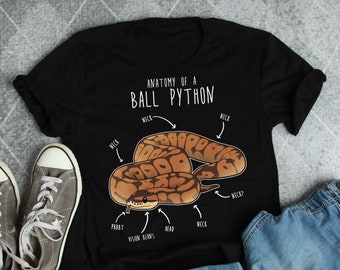 Zabawna koszulka z pytonem królewskim, damska, męska, koszulka z gadem, prezent dla miłośnika węży, koszulka z gadem, uroczy t-shirt z wężem, anatomia pytona, mama węża, tata węża