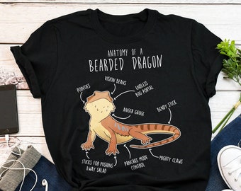 Bearded Dragon Shirt, Women, Men Tshirt, Pet Reptile Lover Gift, Funny Lizard T-Shirt, Cute Bearded Dragon Tee Beardie Mom Dad Herpetologist