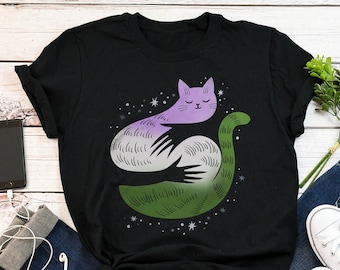 Camiseta del Orgullo de Género No Binario, Regalo con la Bandera del Orgullo, Camiseta LGBT, Camiseta del Orgullo Gay, LGBTQ+, Transgénero, No Binario, Trans, No Binario, Amante de los Gatos del Orgullo