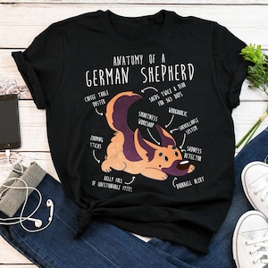 German Shepherd Shirt, Women, Men, Funny Dog Lover Gift, Cute German Shepherd Mom Dad T-shirt, Dog Lover Tshirt, Pet Graphic Tee, Anatomy