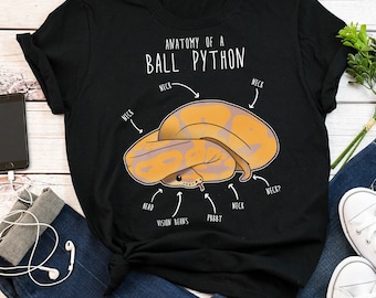 Funny Banana Ball Python Shirt, Women, Men, Reptile Tshirt, Snake Lover Gift, Reptile T-shirt, Cute Snake Tee, Python Anatomy, Snake Mom Dad