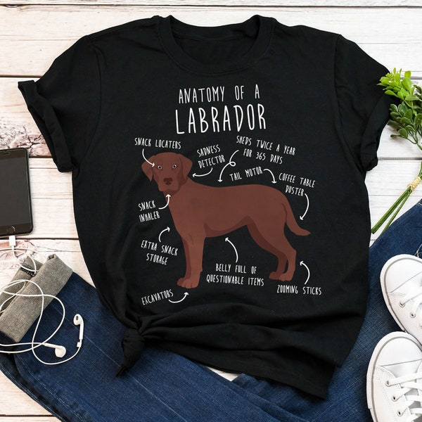 Chocolate Labrador Retriever Shirt, Women, Men, Funny Dog Lover Gift, Cute Lab Mom Dad T-shirt, Dog Tshirt, Pet Tee, Dog Anatomy Humor
