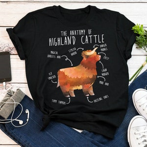 Highland Cow Shirt, Women Men, Funny Cow Lover Gift, Cute Farmer T-shirt, Livestock Tshirt, Mom, Dad, Hairy Scottish Cow, Rancher, Homestead