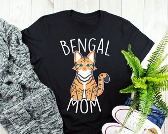 Camiseta para Mãe de Gato Bengal, Feminina e Masculina, Presente Divertido para Amantes de Gatos, Camiseta Fofa para Animais de Estimação, Camiseta para Amantes de Gatos Bengal, Camiseta de Gato Bengal, Mãe de Gato Bengal, Animal