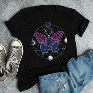 Camiseta del orgullo bisexual, mujer, hombre, regalo bisexual, camiseta LGBT, camiseta del festival del mes del orgullo gay, camisetas de bisexualidad, mariposa, bandera bi, sutil y discreta