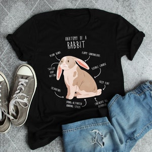 Rabbit Shirt, Women Men, Funny Rabbit Lover Gift, Cute Bunny T-shirt Pet Tshirt, Lop Eared Mini English Holland Lop, Rabbit Mom Dad, Anatomy