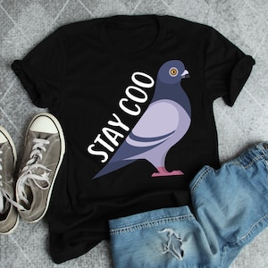 鳩シャツ、女性、男性、面白い鳥好きへのギフト、かわいい野生の鳩のTシャツ、鳩のTシャツ、ペットTシャツ、トップス、衣類、Stay Coo、動物のしゃれ