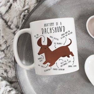 Red Dachshund Coffee Mug, Cute Pet Brown Weiner Dog Gift, Sausage Dog Lover, Funny Gift for Her, Him, Dachshund Mom, Doxie Dad