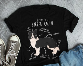 Maglietta Border Collie, Donna Uomo, Divertente regalo per amanti dei cani, Maglietta con simpatico Collie, Maglietta per animali domestici, Mamma di cani, Papà di cani, Regalo per lui, Lei, Anatomia del cane