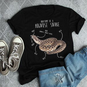 May include: Black t-shirt with a white illustration of a hognose snake and the text "Anatomy of a Hognose Snake" with labels for the snout, head, neck, and body.