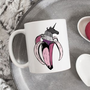 Asexual Pride Coffee Mug, Ace Flag Gift, LGBT Mug, Gay Pride Month Festival, LGBTQIA, Subtle, Discreet Unicorn Banana Weird Funny Demisexual