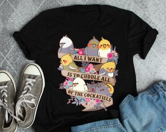 Camiseta divertida de cacatúa, para mujer, regalo para amantes de los loros, camiseta con diseño de pájaro, camiseta divertida de cacatúa, camiseta con estampado de mascota, tops, ropa, banner para abrazar