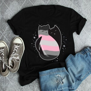 Demigirl Shirt, Demigirl Flag, Pride Gift, LGBT T-shirt, Gay Pride Festival Tee, Transgender, Trans, Nonbinary, Agender, Yin Yang Cat, Black
