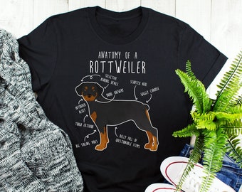 Rottweiler Shirt, Frauen Männer, lustiges Hunde-Liebhaber-Geschenk, süßes Rotty T-shirt, Rotty Hund Tshirt, Haustier-T-Shirt, Hund Mama Hund Papa, Geschenk für ihn sie, Anatomie