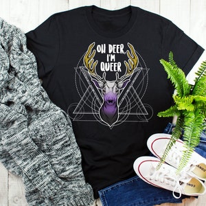 Nonbinary Pride Shirt, Non Binary Pride Gift, Oh Deer I&#39;m Queer, LGBT T-shirt, Enby Flag, LGBTQ, Transgender Trans, Gay Pride Month Festival