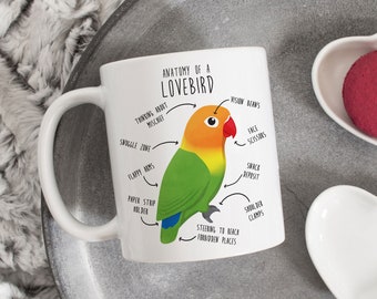 Taza de café con diseño de agapornis de Fischer, regalo adorable para amantes de los loros, regalo divertido para ella o él, taza de agapornis de Fischer, mamá de agapornis, papá de pájaros